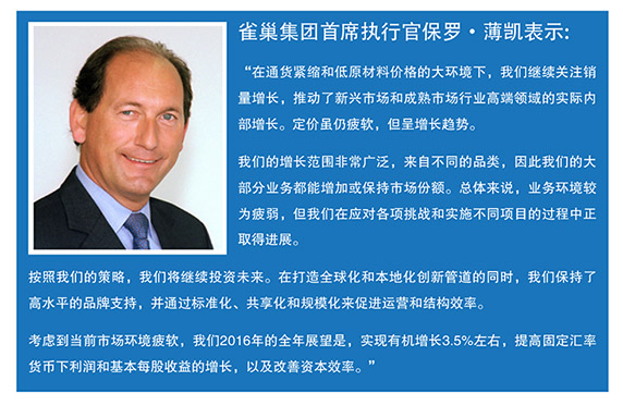 雀巢1~9月销售业绩