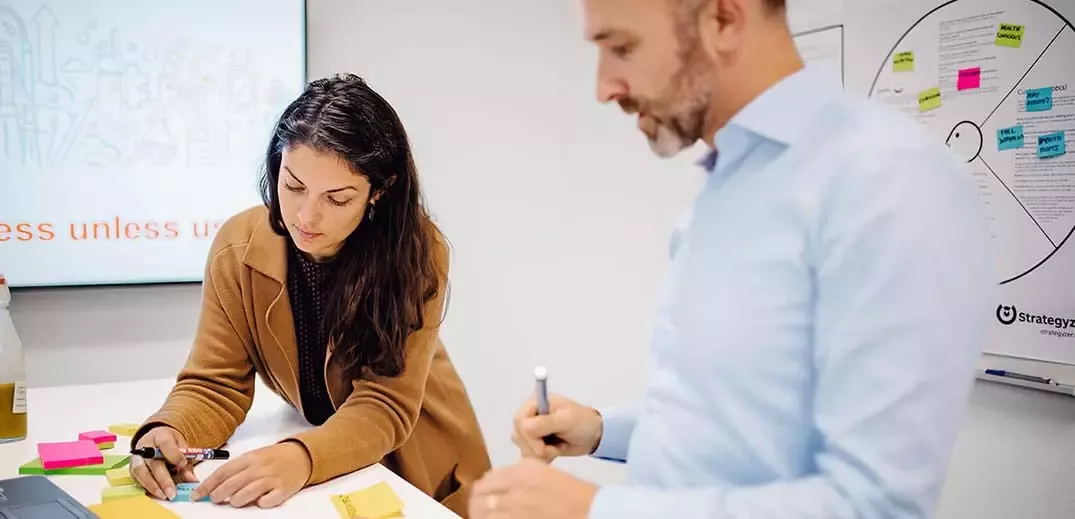 Man and woman working